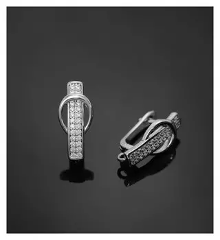 Швензы родированные "Изгиб", цвет белый в серебре