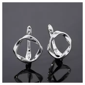 Швензы родированные "Кручёные", цвет серебро