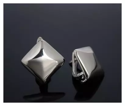 Швензы родированные "Минимал" ромб, цвет серебро