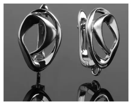 Швензы родированные "Поворот", цвет серебро