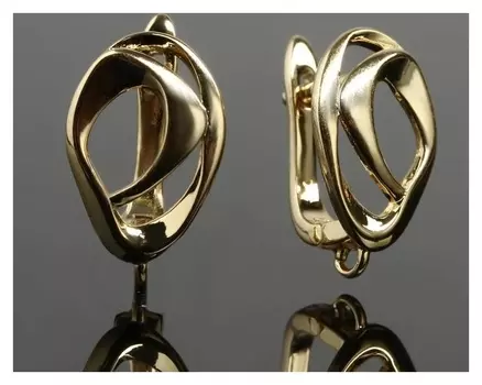 Швензы родированные "Поворот", цвет золото