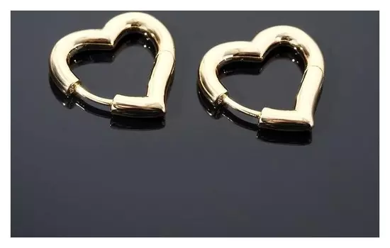 Швензы родированные "Сердце", цвет золото