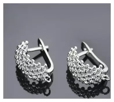 Швензы родированные "Сетка", цвет серебро