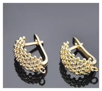 Швензы родированные "Сетка", цвет золото