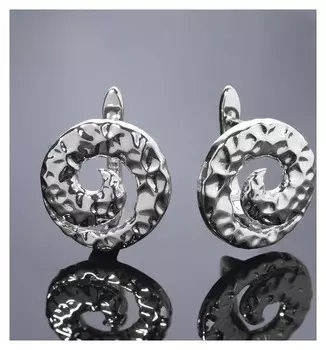 Швензы родированные "Спираль", цвет серебро