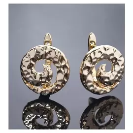 Швензы родированные "Спираль", цвет золото