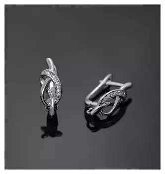 Швензы родированные "Узлы", цвет белый в серебре