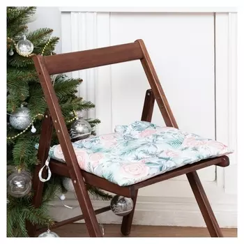 Сидушка "Этель" Christmas Flowers 42х42х7см,100% хл,саржа 190гр/м2