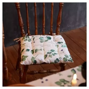 Сидушка на стул "Доляна" Eucalyptus 42х42х7 см, 100% хлопок, 164 г/м2