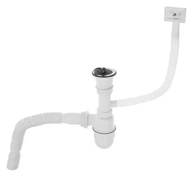 Сифон для мойки Accoona A469-1, 1 1/2", D=70 мм, с переливом, с гофрой