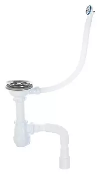 Сифон для мойки Aquant, 3 1/2", с гибкой трубой 40х40/50 мм, круглый перелив