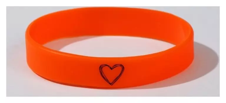 Силиконовый браслет "Нарисованное сердце" женский, цвет оранжевый, 18см