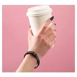 Силиконовый браслет "Плачу на техно" женский, цвет черный, 18 см