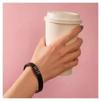 Силиконовый браслет WTF стандарт, цвет чёрный, 20 см