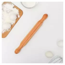 Скалка деревянная, 40×3,5 см, фигурные ручки