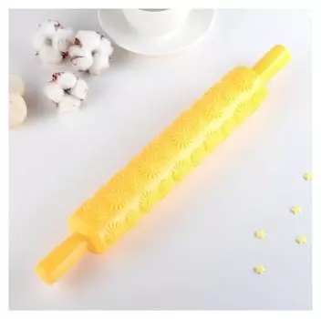 Скалка кондитерская 37 см "Ромашки", фактурная