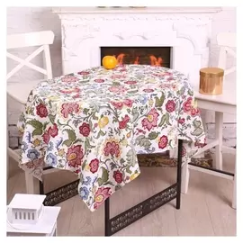 Скатерть 150х180 см "Цветочный узор", рогожка, хлопок 100%