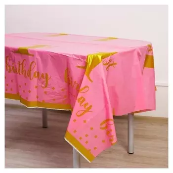 Скатерть «1 годик», 137х220 см, цвет розовый
