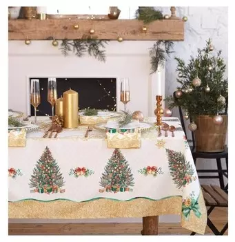 Скатерть этель "Golden Christmas" скатерть 150*180 +/-3см с гмво, 100%хл, 190г/м2