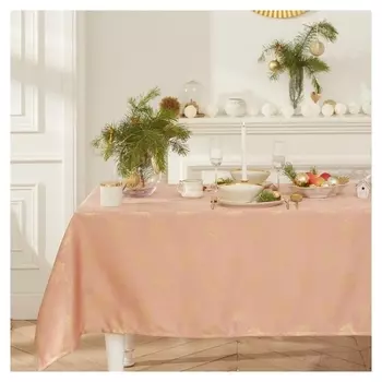 Скатерть этель "Пуансеттия" цв.розовый, 142*110 +/-3 см, 115 ±10 гр,100% п/э