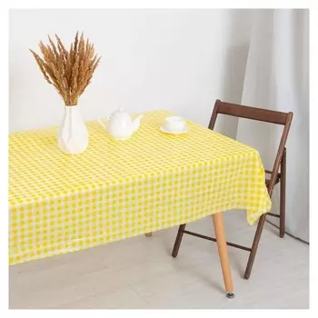 Скатерть для дачи клеточка цв. желтый 137*183 см