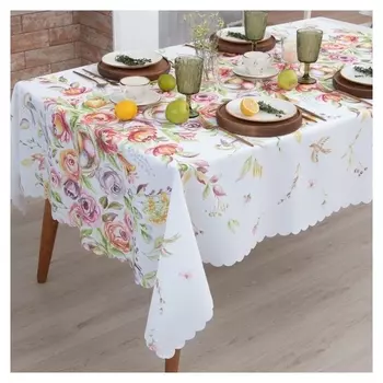 Скатерть доляна «Цветочная сказка» 145х180 см, 100% п/э