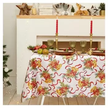 Скатерть доляна «Новогодние колокольчики» 110*145 +/- 2 см, 100% п/э