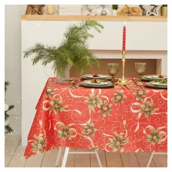 Скатерть доляна "Новогодние подарки" 145*180 +/- 2 см, 100% п/э