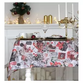 Скатерть "Доляна" новогодний коллаж 145х220см,100% п/э, оксфорд 210 гр/м2