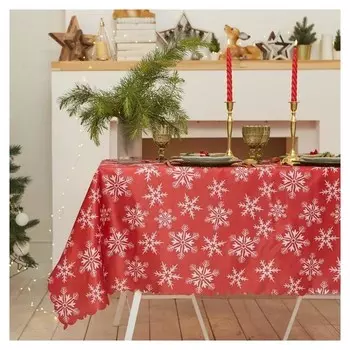 Скатерть доляна «Снежинки» 145×220 см, 100% п/э