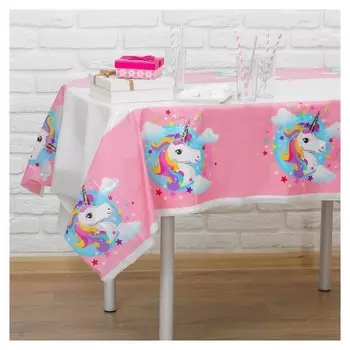 Скатерть «Единорог», 108х180 см, цвет розовый