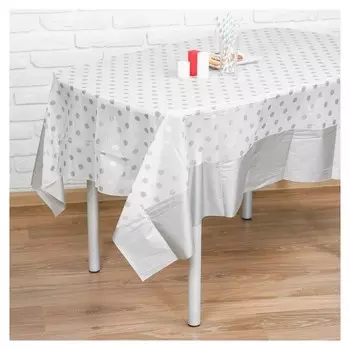 Скатерть «Горох», 137х182 см, цвет серебряный