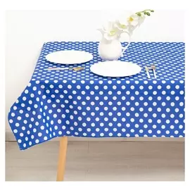 Скатерть горох синий 150х150 см, рогожка 160 гр/м2