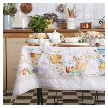 Скатерть "Этель" пасхальные куличи 220х147 см, 100% хл, саржа 190 гр/м2