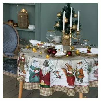 Скатерть "Этель" Winter Holidays D=150см +/-3см с гмво, 100% хл, саржа 190 гр/м2