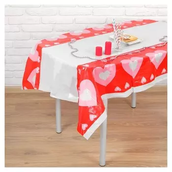 Скатерть «Сердца на красном», 108х180 см