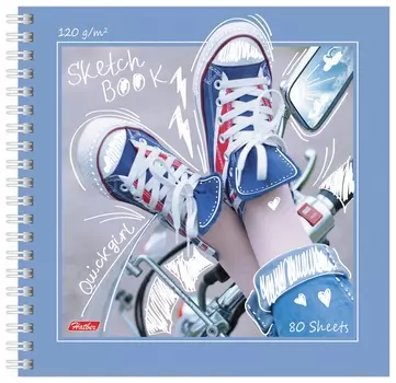 Скетчбук, белая бумага 120 г/м2, 170х170 мм, 80 л., гребень, "Кеды", (A255711), A255711