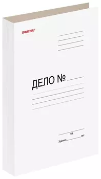 Скоросшиватель картонный мелованный офисмаг, гарантированная плотность 320 г/м2, белый, до 200 листов, 127820