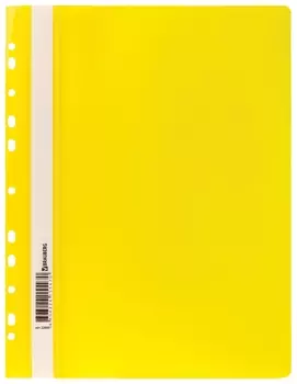 Скоросшиватель пластиковый с перфорацией Brauberg, А4, 140/180 мкм, желтый, 226587