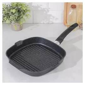 Сковорода-гриль Marble Induction, 28×28 см, съёмная ручка, антипригарное покрытие, цвет тёмный мрамор