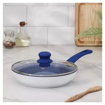 Сковорода кованая доляна «Свиристель», D=24 см, со стеклянной крышкой, индукция