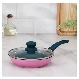 Сковорода кованая доляна «Тропики», D=20 см, со стеклянной крышкой, индукция