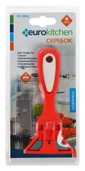 Скребок для стеклокерамических плит Euro Kitchen цвет красный/белый, 1 шт(+ 3 лезвия)