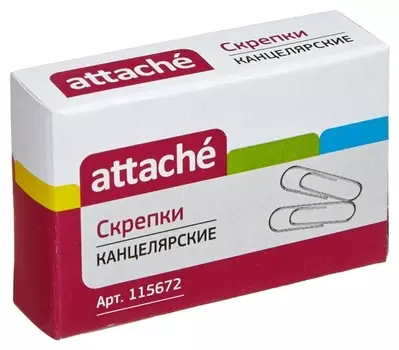 Скрепки Attache, 28 мм, оцинкованные, 100 шт.в карт.уп
