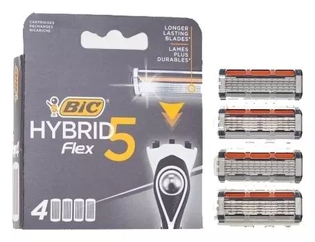 Сменные кассеты BIC 5 Flex Hybrid 5 лезвий, 4 шт.