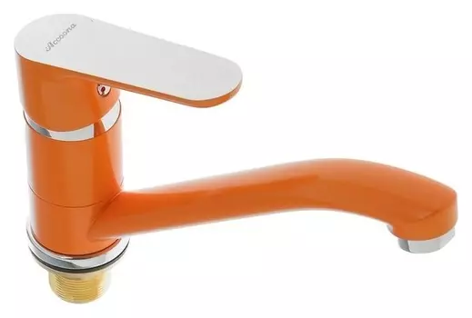 Смеситель для кухни Accoona A4266p, с гайкой, гусак короткий, силумин, цвет оранжевый