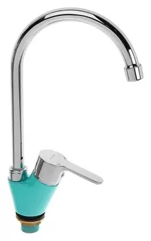Смеситель для кухни Accoona A4467m, однорычажный, с гайкой, силумин, цвет бирюза