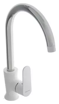 Смеситель для кухни Accoona A4566g, однорычажный, с гайкой, силумин, хром/белый