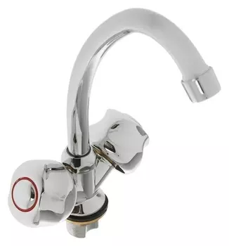 Смеситель для кухни Accoona A4677, двухвентильный, с гайкой, силумин, хром