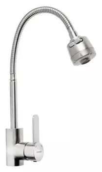 Смеситель для кухни Accoona A48104, однорычажный, с гибким изливом, нержавеющая сталь, хром